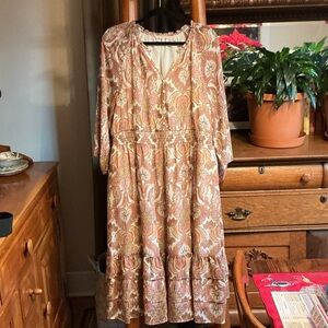 Soft Surroundings Floral Long Sleeve Maxi Dress XL